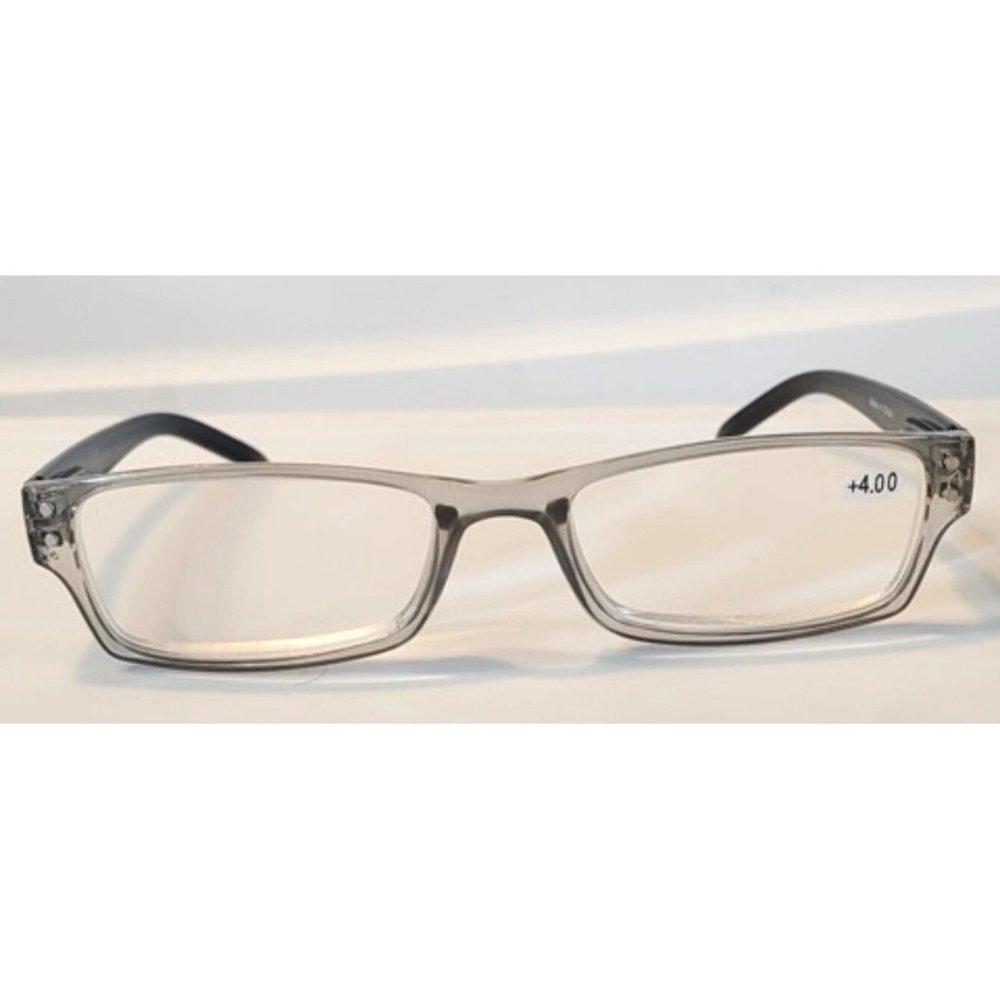 NWT CessBlu Sheer Gray Blue Light Reading Glasses 4.00x Unisex 87334